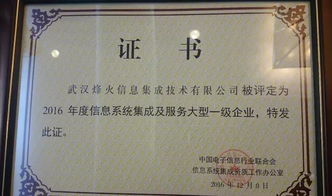 烽火通信榮膺首批全國(guó)信息系統(tǒng)集成及服務(wù)大型一級(jí)企業(yè)，引領(lǐng)行業(yè)標(biāo)桿